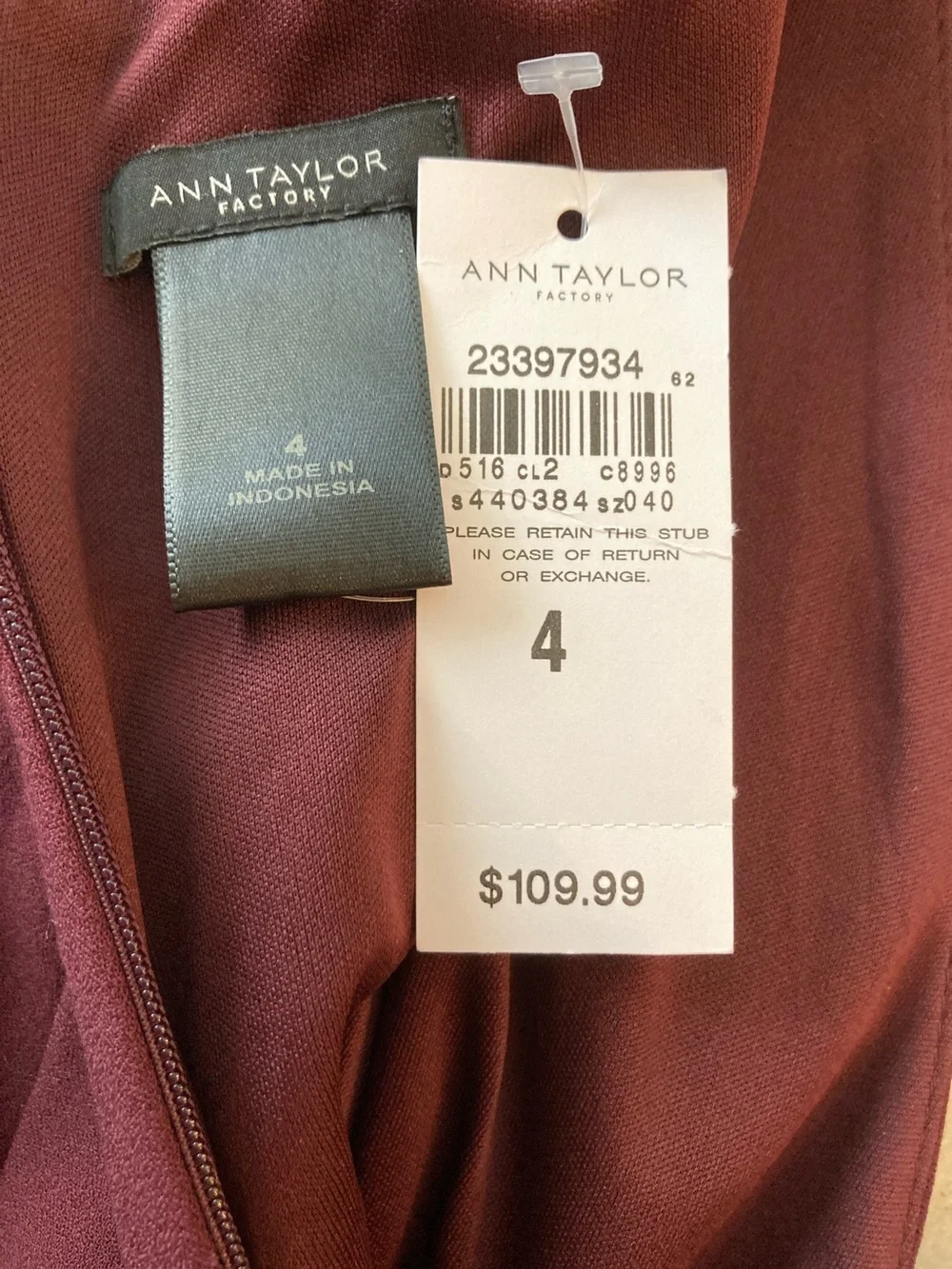 NWT Ann Taylor Wine V-Neck Midi Dress